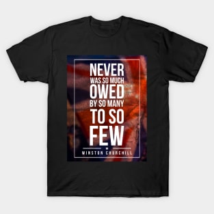 Colour Winston Churchill quote Subway style (white text on abstract union flag) T-Shirt